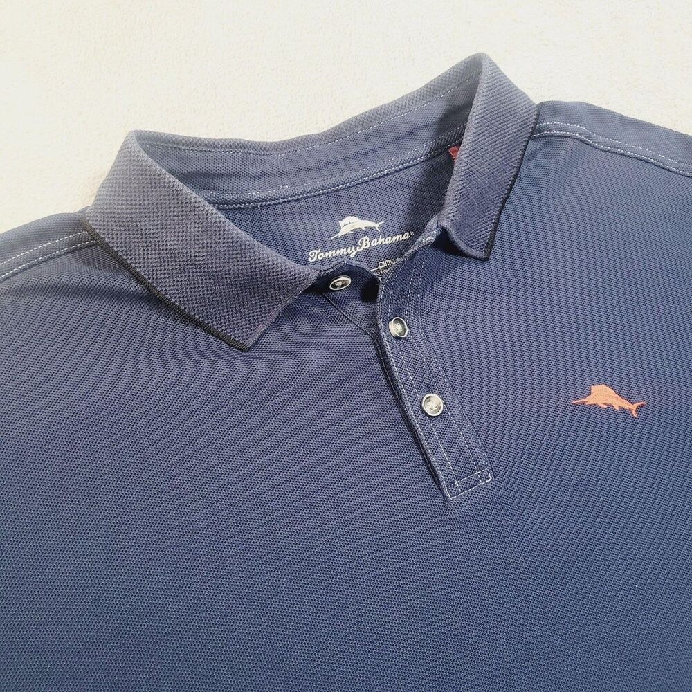 Tommy Bahama Polo Shirt Mens XL Blue Supima Knit Short Sleeve Casual Logo